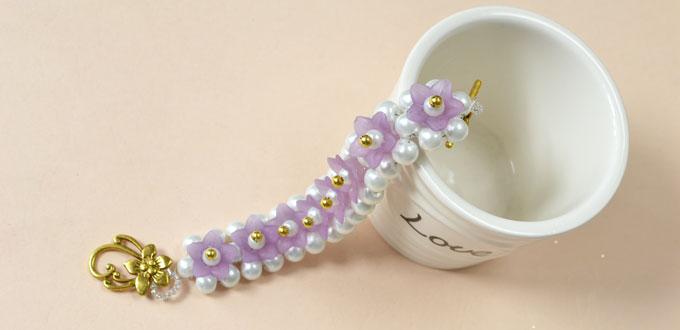 How to Make a Beautiful Purple Acrylic Flower Beaded Bracelet for Girls 