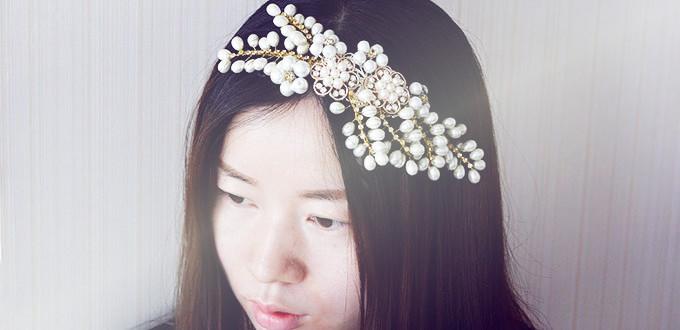 PandaHall Original DIY - How to Make a Wedding Headband with Pearl Beads and Rhinestones