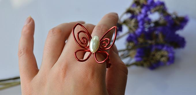 Wire Jewelry DIY - How to Make a Red Handmade Wire Wrapped Butterfly Ring