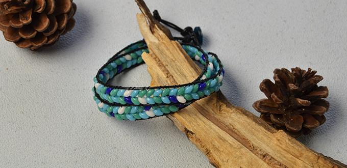 Pandahall Instruction on How to Make Leather Cord Wrap Bracelet with 2-hole Seed Beads