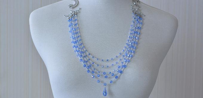 How to Make a Multi-Strand Blue Glass Bead and Seed Bead Necklace