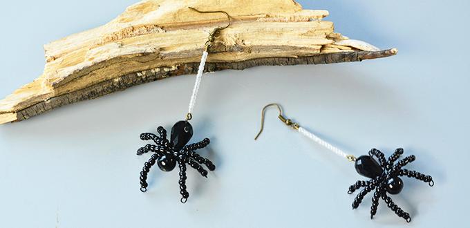 Pandahall Instruction on How to Make a Pair of Beaded Spider Earrings for Halloween