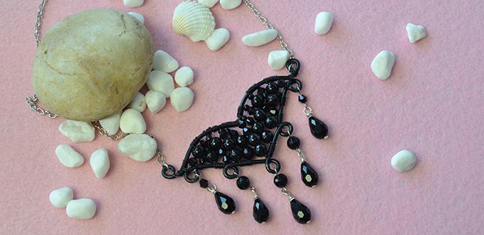 Halloween Project – How to Make Wire Wrapped Bat Pendant Necklace with Black Beads