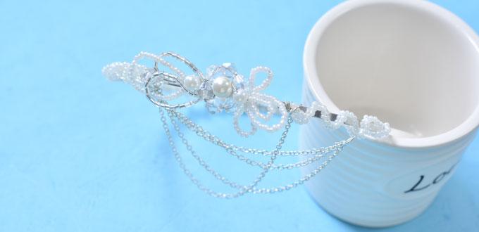 How to Make a White Pearl Wedding Headband with Glass and Seed Beads