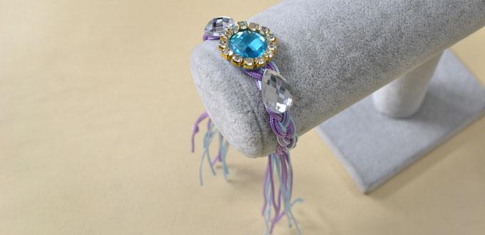How to Make Braided Bracelet with Nylon Thread and Rhinestone Beads