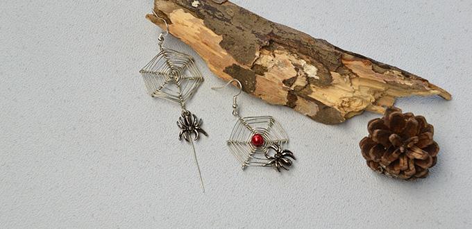 Pandahall Original DIY Project- How to Make Wire Wrapped Web and Spider Drop Earrings for Halloween