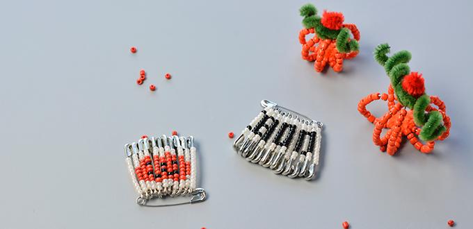 Pandahall Video Tutorial on How to Make Simple DIY Safety Pin Brooch with Seed Beads