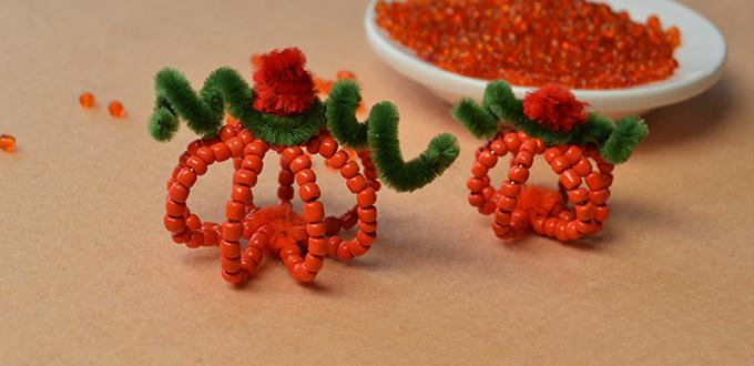 How to Make Simple Pumpkin Decoration for Halloween with Seed Beads