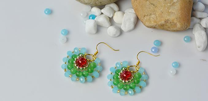 How to Make Fresh Three-Layer Hoop Earrings with Copper Wire and Glass Beads