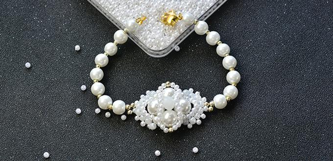 How to Make a Handmade White Pearl Bead Bracelet with Bead Flower Decorated