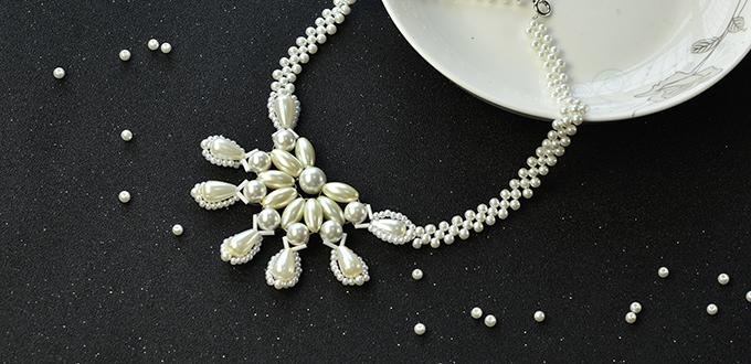 Pandahall Original DIY Project - How to Make an Elegant White Pearl Bead Flower Necklace