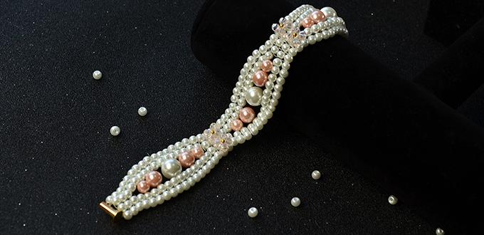 Pandahall Tutorial on How to Make Elegant Pearl Bracelet with Pink Glass Beads