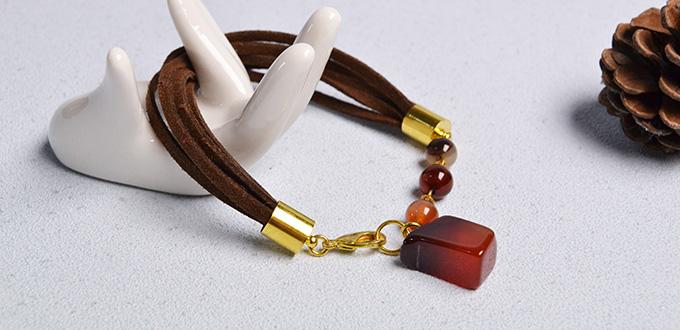 Pandahall Original Project- How to Make Simple Agate Beaded Suede Cord Bracelet