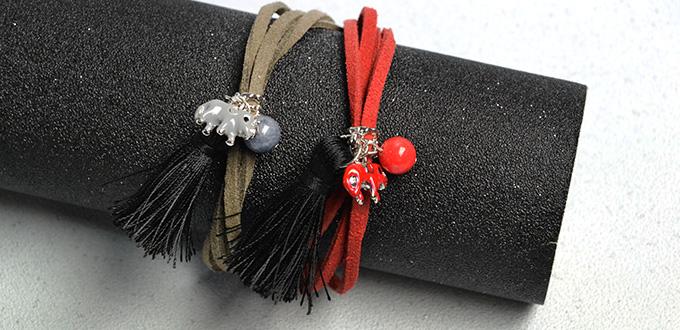 How to Make Simple Couple Bracelets with Suede Cord and Cute Charms
