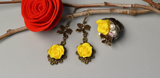Pandahall Original DIY Project - Easy to Make Flower Earrings and Ring Set