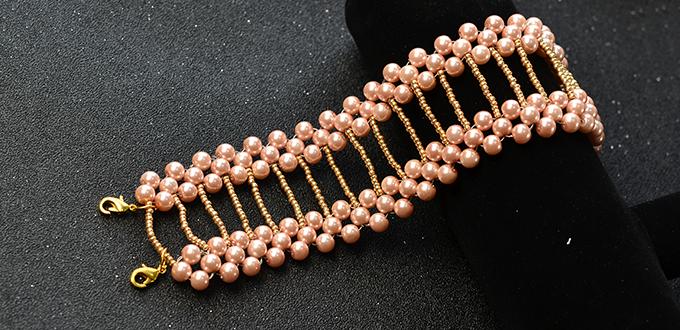 PandaHall Tutorial on How to Make an Elegant Wide Bracelet with Pearl Beads and Seed Beads