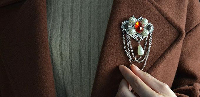 Easy Project - How to Make a Vintage Silver Brooch with Chain and Beads