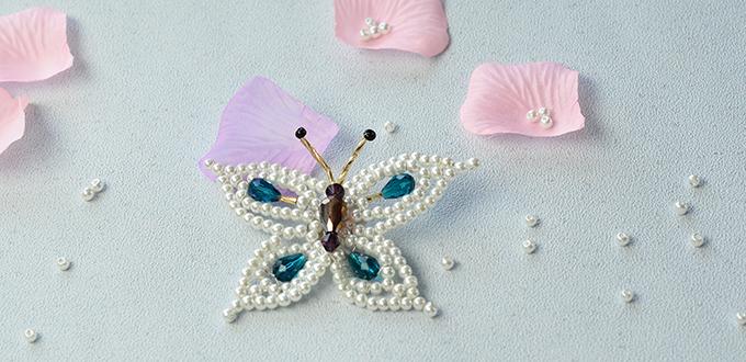 How to Make Elegant Pearl and Drop Glass Beads Butterfly Brooch
