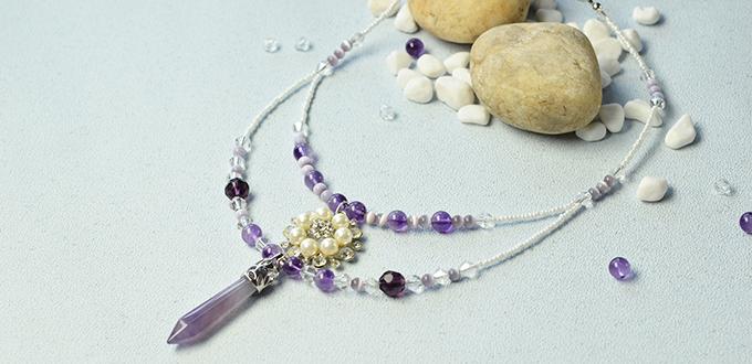 How to Make Simple yet Graceful Beaded Gemstone Pendant Necklace