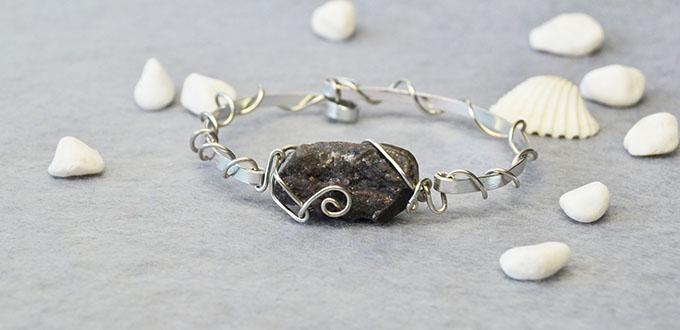 PandaHall Original DIY Project – How to Make a Wire Wrapped Gemstone Bangle Bracelet