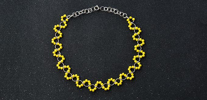 Pandahall Tutorial on How to Make a Yellow Seed Bead Necklace with Jump Rings