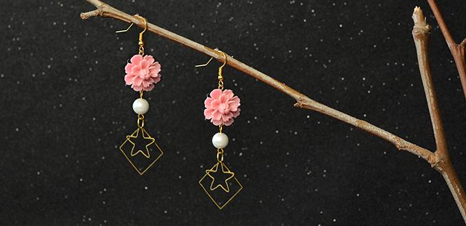 Pandahall Original Project-How to Make Simple Flower Dangle Earrings with Pearl Beads
