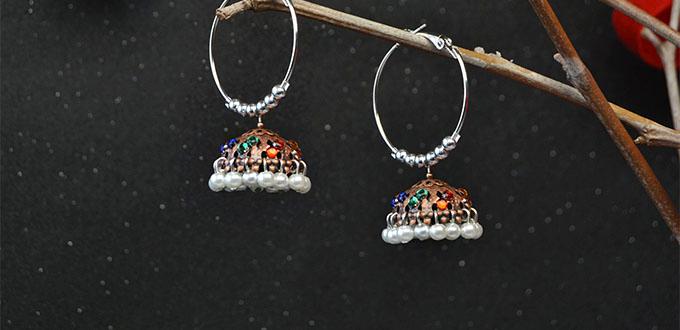 Pandahall Original Project-How to Make Tibetan Pearl and Rhinestone Hoop Earrings