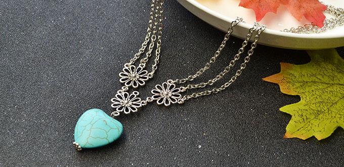 Easy Tutorials to Make Turquoise Heart Pendant Necklace