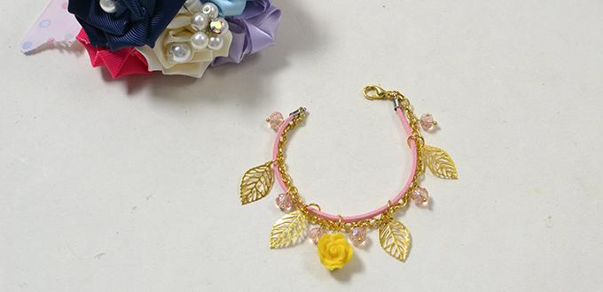 Rose Charm Bracelet—How to Make the Shining Yellow Rose Bracelet