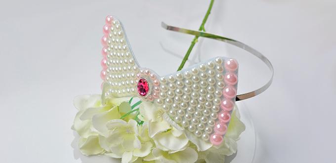 Beebeecraft Handmade Design - How to Make Butterfly Hair band with Pearl Beads