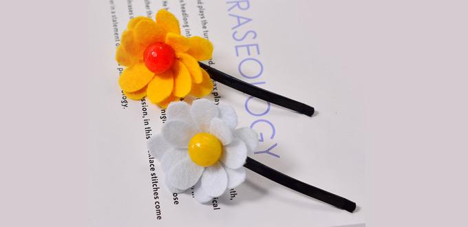 Beebeecraft tutorials on how to make a cute flower felt hair clip
