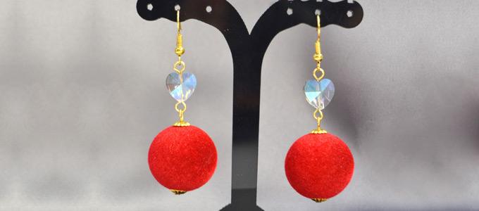 Beebeecraft Tutorials on Making Red Pompon Earrings