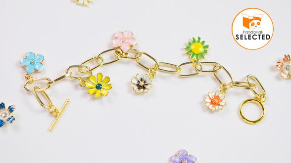 PandaHall Selected Idea on Flower Pendant Bracelet