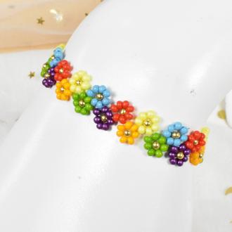 PandaHall Idea on Colorful Flower Shaped Beaded Bracelet