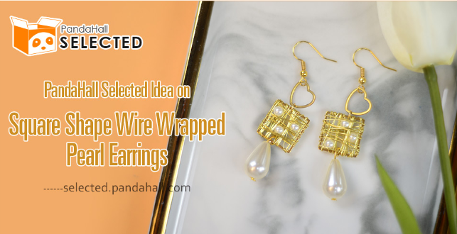 PandaHall Selected Idea on Square Shape Wire Wrapped Pearl Earrings