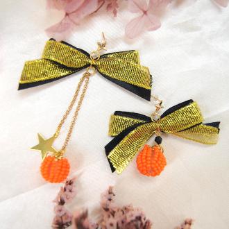 PandaHall Idea on Bow Pumpkin Earrings