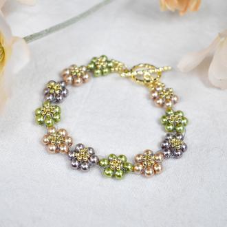 PandaHall Idea on Spring Flower Bracelet with Glass Pearl Beads