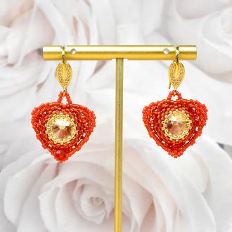 Valentine's Day Project - Heart Beaded Diamond Earrings with Seed Beads