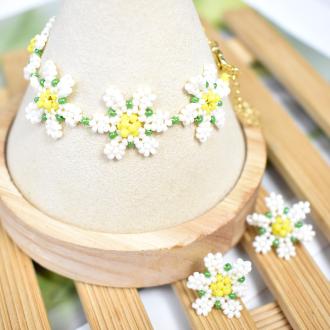 How to make Flower Beaded Stud Bracelets and Earrings?