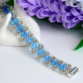 How to Make Blue Crystal Bracelet with Bicone Glass Beads
