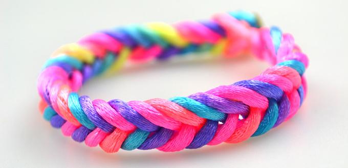 How to Make Easy Rainbow String Bracelet Quickly in Five Minutes