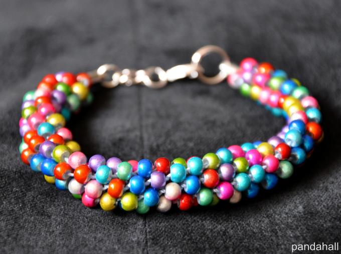 Knotted Rainbow Bead Bracelet