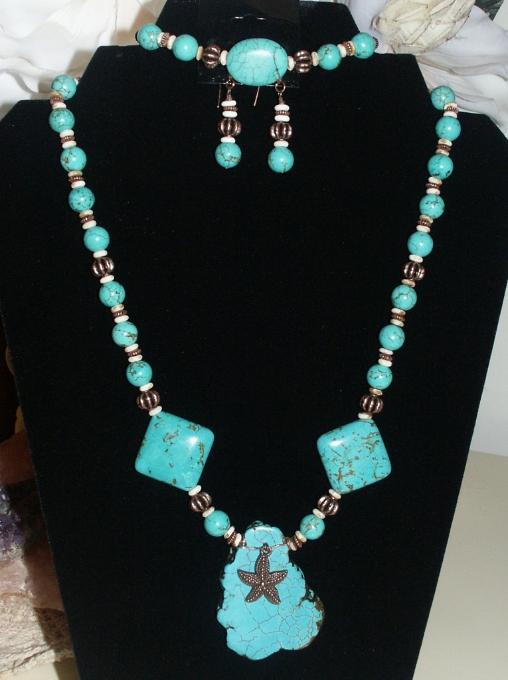 Handmade Turquoise Bead Jewelry Set