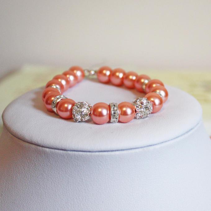Orange Pearl Bead Bracelet 