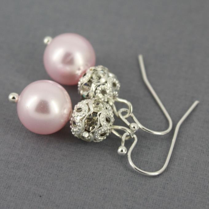 Pink Pearl Drop Earrings  