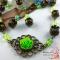 Necklace with Glassbeads and Setting / Cabochon
