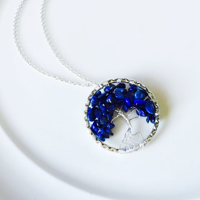 Blue Tree of Life Pendant Necklace 