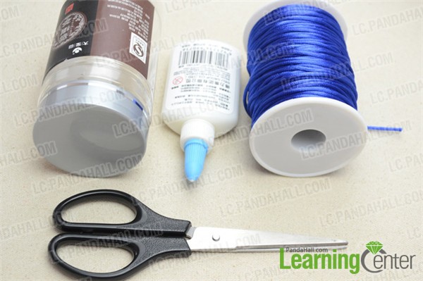 Materials and tools for making sailor knot friendship bracelet