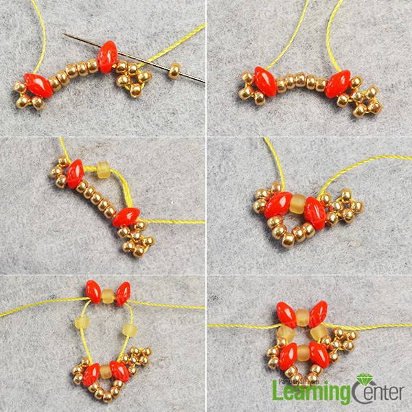 Add more golden seed beads to the bead pattern