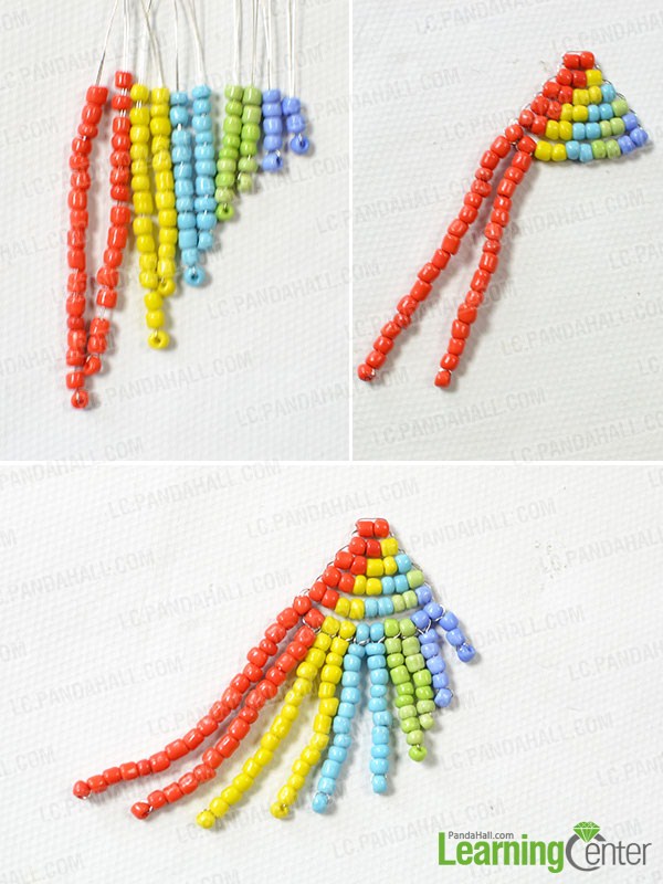  String ten different length of beaded chain in five colors as the picture shows